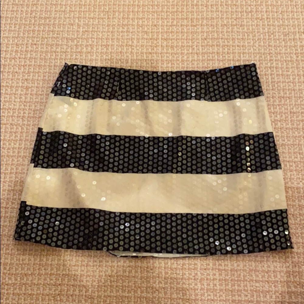 Navy and cream sequin skirt